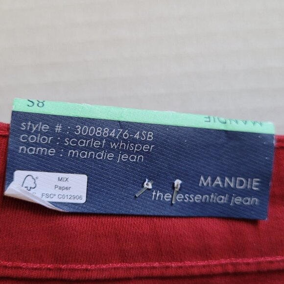 Bandolino jeans red Mandie style straight legs stretch cotton denim pants petite - Picture 7 of 16